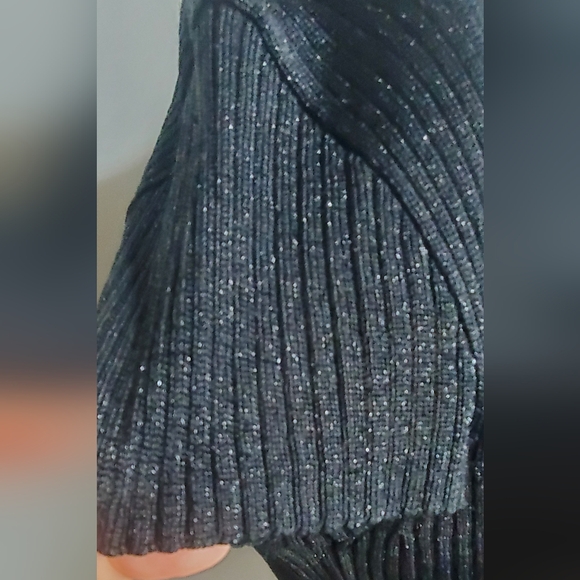 Dana Buchman Size M Black Ribbed And Some Shine  Top Short Sleeves - Picture 8 of 11